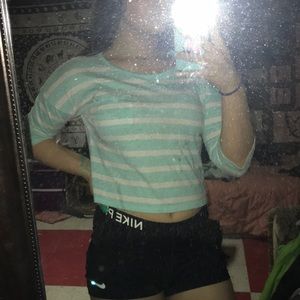 turquoise striped crop top